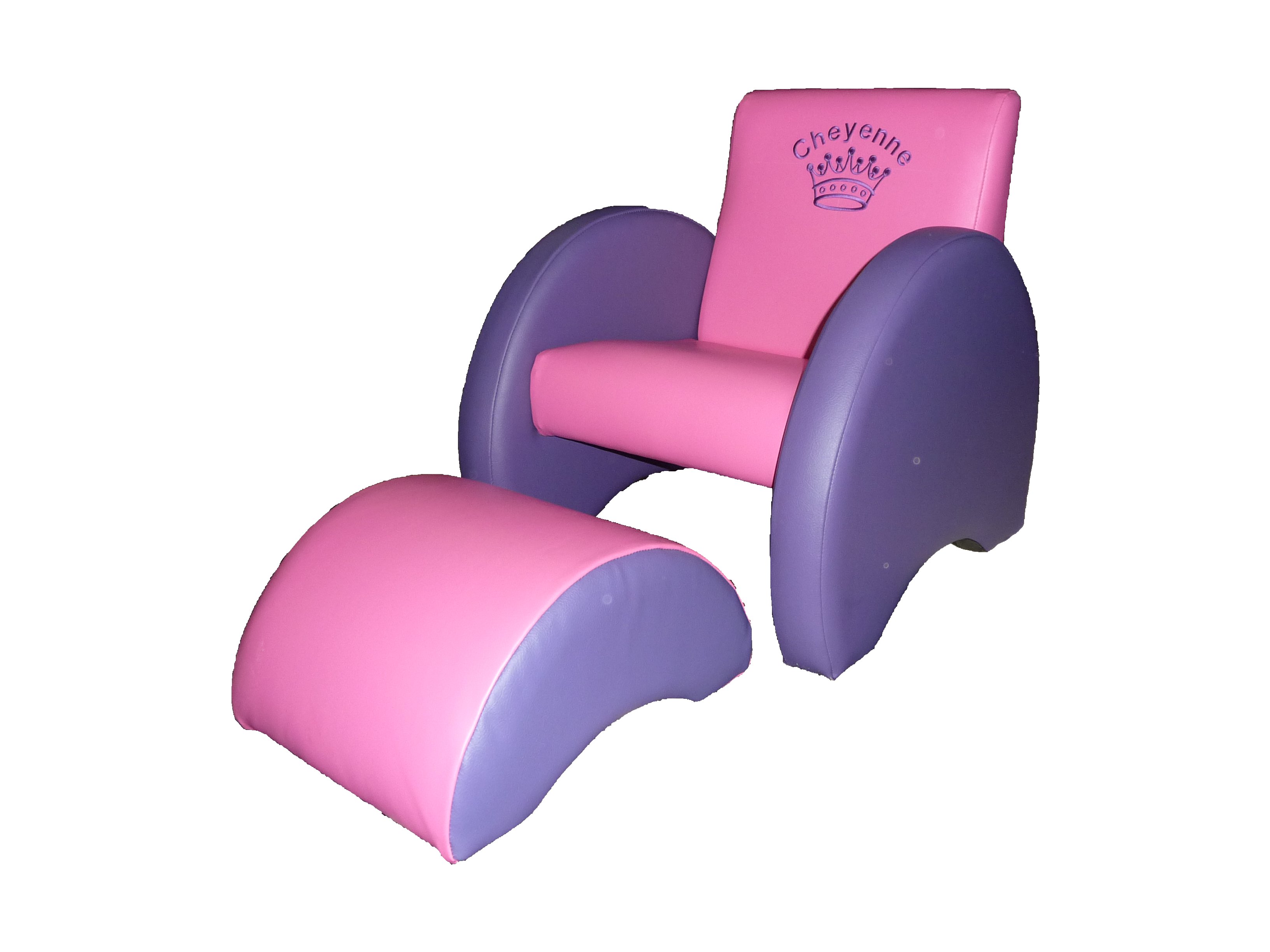 Pink and Purple chair with footstool